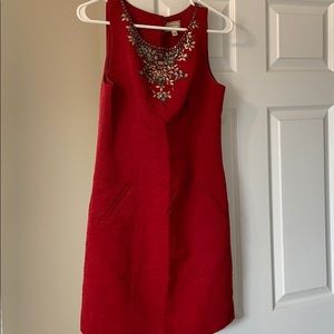 Anthropologie red holiday dress